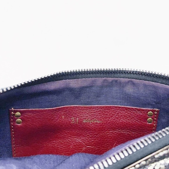 3.1 Philip Lim Snakeskin Metallic Bag Tassel Accents Black/Gold - Picture 4 of 7